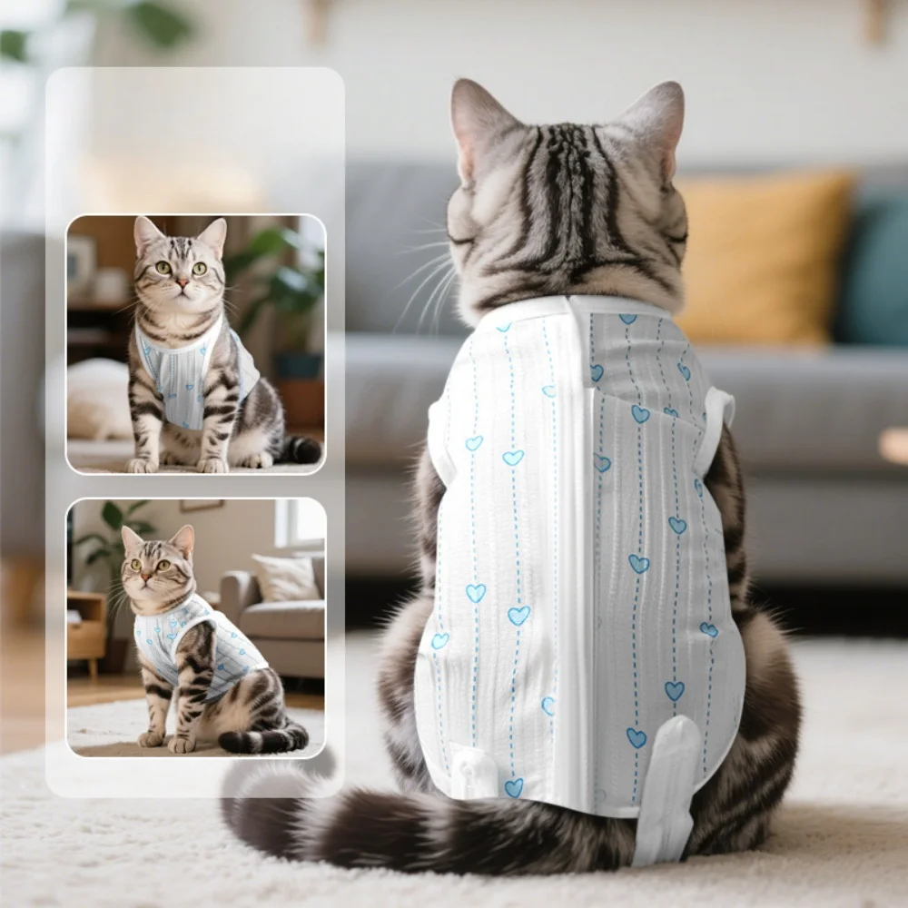 Eco-friendly Heart-Shaped Anti-Lick Neutering Polyester Dogs Winter Vest Modern Print XL New Year's Postpartum Surgical Care - Image 4
