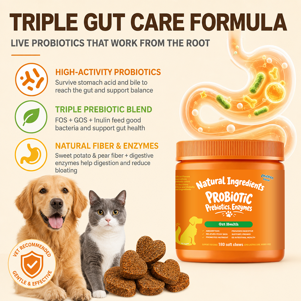 Probiotic Gut Health Soft Chews for Dogs, Chicken Flavor, 180 Count