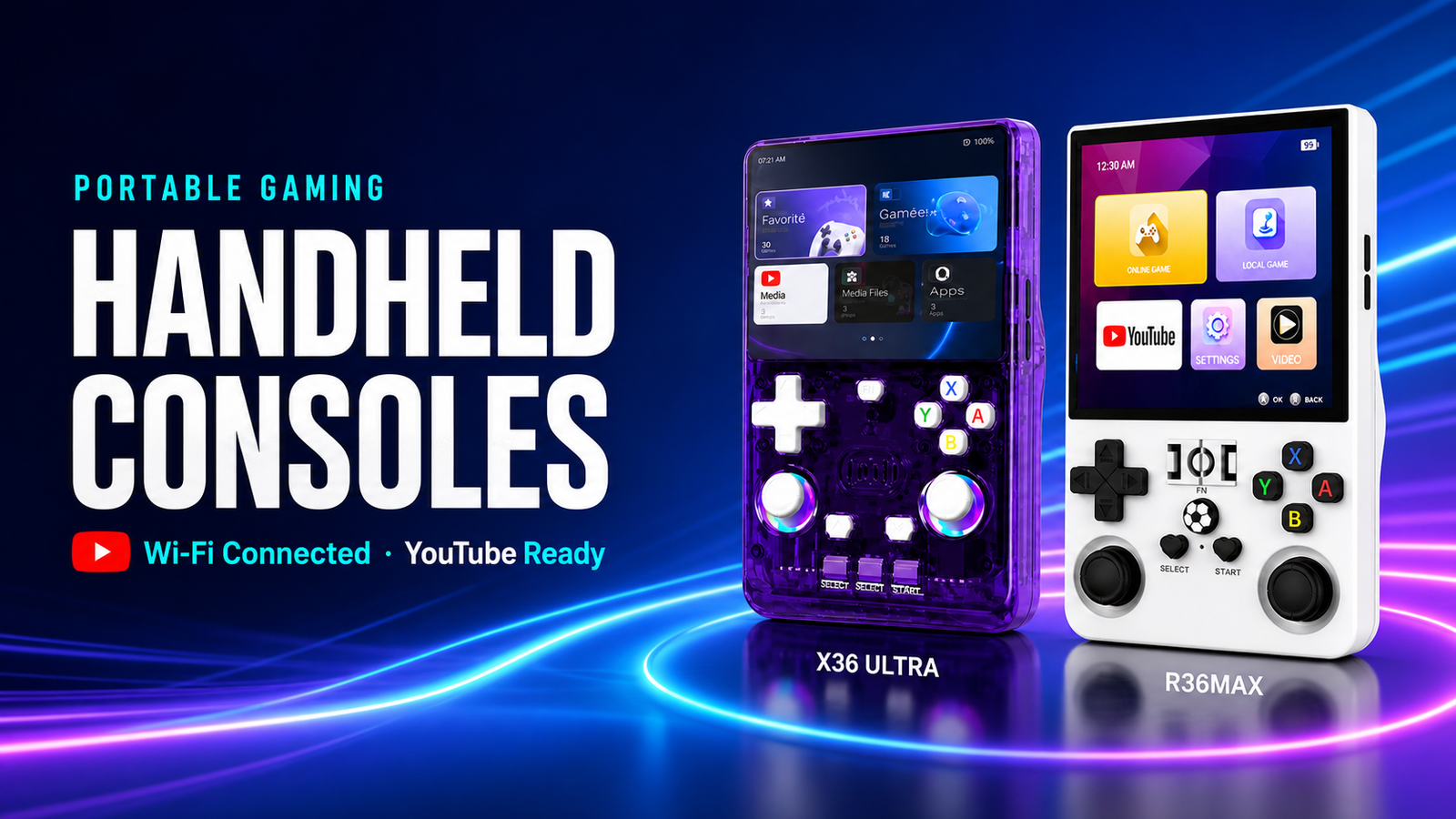 X36 Ultra and R36MAX handheld consoles with Wi-Fi and YouTube support